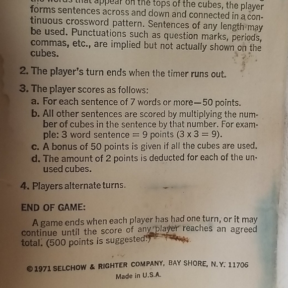 Vintage 1971 scrabble sentence cube game - Picture 3 of 5